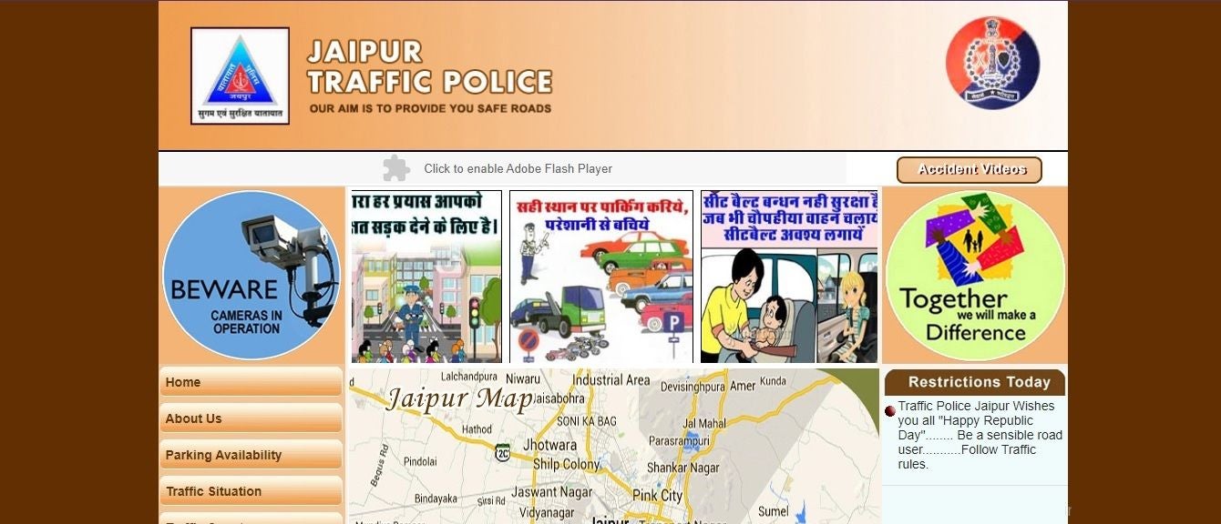 jaipur Traffic Challan Website