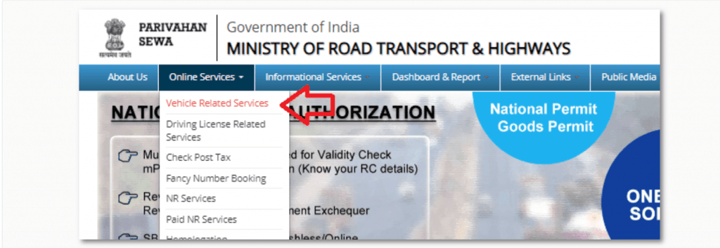 Procure an NOC by submitting Form 28/29 to the original RTO by visiting the official Parivahan Sewa website and select: Online Services >> Vehicle related Services.
