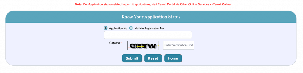 Check Status Using Application Number