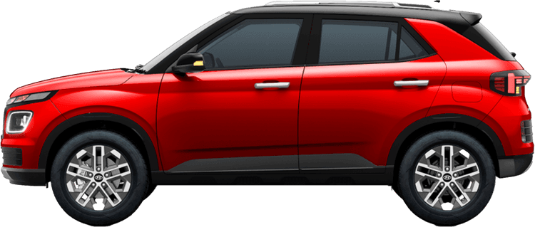 Hyundai Venue Fiery Red With Abyss Black